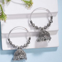 Anouk German Silver Plated Oxidised Dome Shaped Jhumkas-image-31