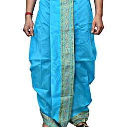 AMIT ONLINE Men Blue Solid Dupion Silk Bengali Style Dhoti Pant-image-86