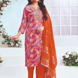 BulBul Women V-Neck Floral Printed Regular Kurta with Palazzos & With Dupatta-picture-3
