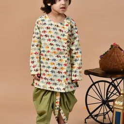 BAESD Boys Animal Printed Regular Pure Cotton Kurta with Dhoti Pants-54