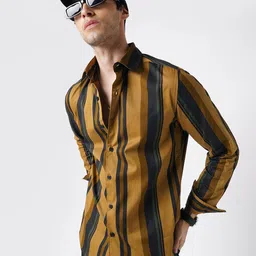 VASTRADO Classic Slim Fit Multi Striped Cutaway Collar Cotton Shirt-image-76