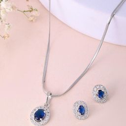 Anouk Silver Plated American Diamond Studded Jewellery Set-59