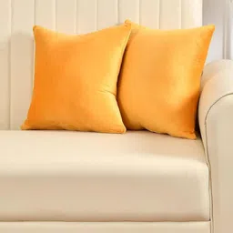 Yellow Weaves Yellow 2 Pieces Velvet Square Cushion Covers-image-55