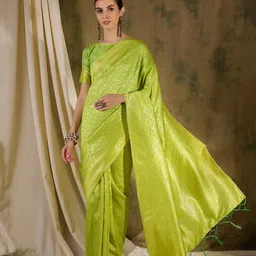 DEVATITHI Pista Green Banarasi Silk Saree-picture-13