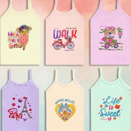 BODYSHINE Girls Pack Of 6 Printed Innerwear Vests-image-12