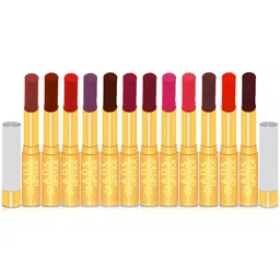 A.D.S Set Of 12 Moisturizing Smudge Proof Long Lasting Matte Lipstick - 1.8 gm - Shade - B-42