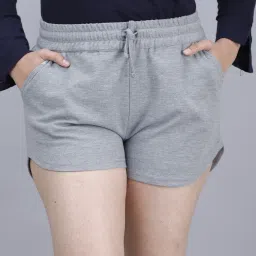 Solid Women Grey Basic Shorts-image-43