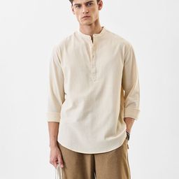Snitch Band Collar Pure Cotton Straight Kurta-image-90