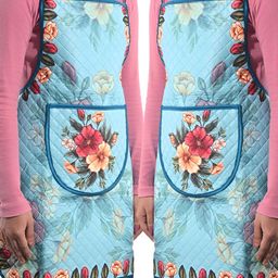 Aura 2-Pcs Green & Blue Printed WaterproofAprons-56