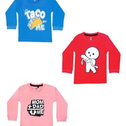 BAESD Unisex Kids Pack Of 3 Graphic Printed Round Neck Cotton Relaxed Fit T-shirts-15