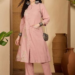 Sangria Embroidered A-Line Kurta With Trousers-image-58