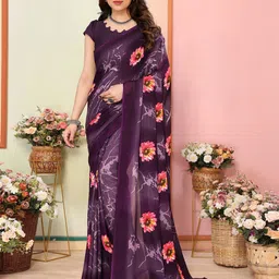 Nirmohi Fashion Floral Printed Daily Saree With Unstitched Blouse Piece-image-34