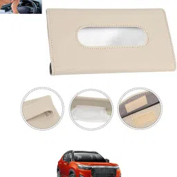 Beige Leatherite Rectangle Shape Fancy Design Tissue Dispencer For Car-324 Vehicle Tissue Dispenser-image-83