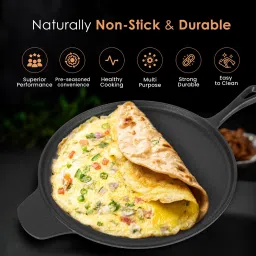solara Premium Cast Iron Tawa for Dosa 12" With Handle, Chapathi, Paratha, Uttapam, Tawa 30.4 cm diameter image 3