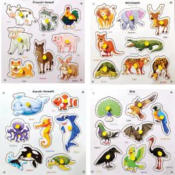 Wild, Domestic, Aquatic animals & Birds Wooden Learning puzzle for kids-28