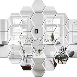 12 cm Hexagon 30 Silver 3D Mirror Stickers Wall Stickers Acrylic Stickers Self Adhesive Sticker-image-68