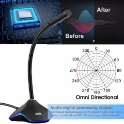 coolcold High-Performance USB Condenser Microphone With RGB Light for YouTube Video Microphone image 2