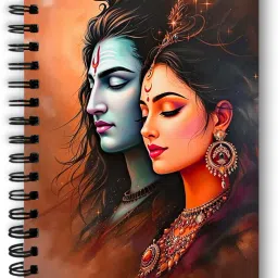 Beautiful Mahadev with Maa Parvati in Sparkle Finish Cover A5 Diary Ruled 160 Pages-image-77