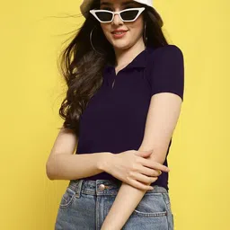 fabflee Casual Regular Sleeves Solid Women Purple Top-picture-24