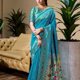 Woven Paithani Cotton Silk Saree-image-4