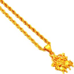 Maa Durga Sherawali Spiritual Religious Pendant with Gold Chain Gold-plated Beads Alloy, Brass Pendant-image-8