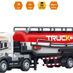 Frictional Inertia Alloy Engineering Vehicle Toy Oil Tanker, Lights & Sound-41