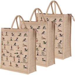 Big Eco Cotton Jute Shopping Bags for Carry Milk Grocery fruits Pack of 3 Grocery Bags-2