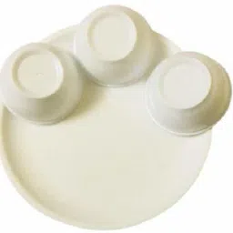 Pack of 6 Plastic Unbreakable BPA-Free 2 Plates & 4 Bowls, Heating & Serving for Breakfast- White Dinner Set-image-121