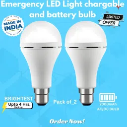 Rechargeable Emergency Bulb Inverter Bulb for home 4Hr battery backup_Pack2 S81 4 hrs Bulb Emergency Light-image-99