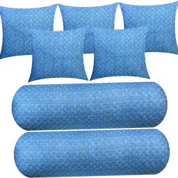 Combo Set of 5 Cushion And 2 Microfibre Floral Bolster Pack of 7-30