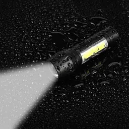 awza Zoomable XPE + COB LED Flashlight, Super Bright LED Torch,Waterproof Flashlight,4 Light Modes For Camping Hiking and Emergency Use Torch (Black : Rechargeable) 6 hrs Torch Emergency Light image 2