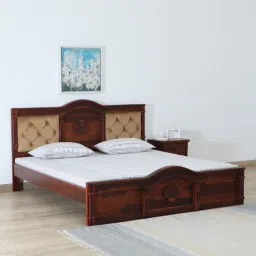 mudramark from pepperfry Durbar Sheesham Wood Queen Size Bed In Honey Oak Finish-picture-3