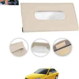 Beige Leatherite Rectangle Shape Fancy Design Tissue Dispencer For Car-284 Vehicle Tissue Dispenser-picture-25