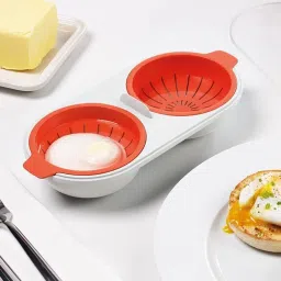 Microwave Double Cup Egg Poacher Maker Poached Eggs Cooker Steamer Kitchen Egg Cooker-picture-26