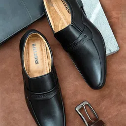 Killer Men Black Solid Faux Leather Formal Slip On Loafers-image-18