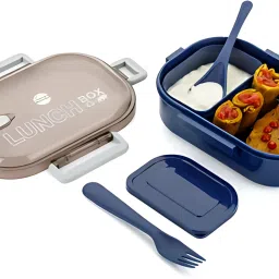 arcyu Rectangle Classy 2 Section Lock With Spoon & Fork Lunch Box For School & Office 1 Containers Lunch Box image 3