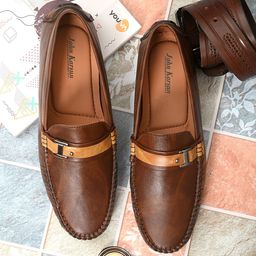 John Karsun Men Brown Solid Loafers-image-81