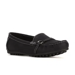 Bata Women Black PU Loafers-image-24