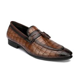 San Frissco Men Tan Printed Loafers-picture-4