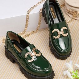 Flat n Heels Women Embellished Comfort Insole Horsebit Loafers-image-99