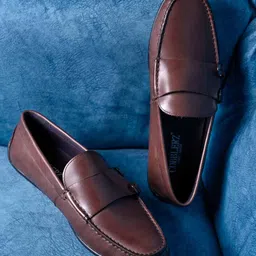 Cobblerz Men Comfort Insole Leather Horsebit Driving Shoes With Buckles-41