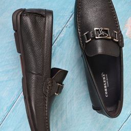 Cobblerz Men Textured Square Toe Leather Driving Shoes-image-91