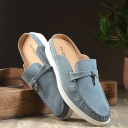 San Frissco Men Round Toe Comfort Insole Leather Mule Sneakers-picture-45