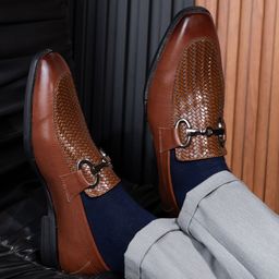 Alberto Torresi Men Textured Round Toe Loafers-image-75