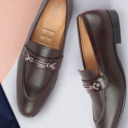 FAUSTO Men Brown Solid Formal Loafers-image-32