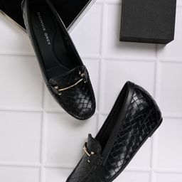 Ronnie Grey Women Textured PU Loafers-image-76