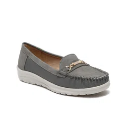 VALIOSAA Women Textured Lightweight Horsebit Loafers-37