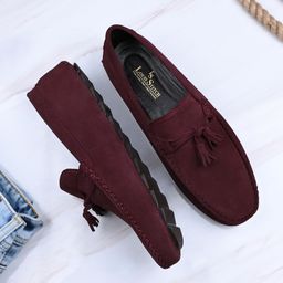 LOUIS STITCH Men Classic Handmade Suede Tassel Driving Loafers-image-88