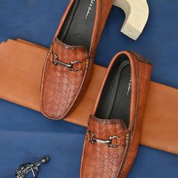 Mast & Harbour Men Textured Embellished Comfort Insole Horsebit Loafers-52