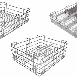 Steel Gold (Set of 3 pcs )Stainless Modular Kitchen Basket, 19 W X 20 D inches Steel Kitchen Trolley-image-16